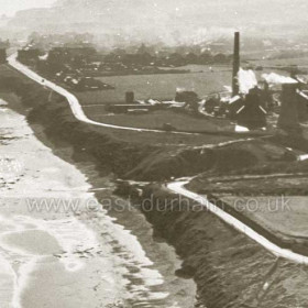 Vane Tempest Colliery from the north c1930. Note bridge over coast road to carry spoil from the colliery to fill in mouth of dene, tipping just beginning at this point.