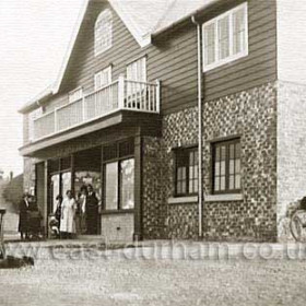 John Joiner's beach cafe c 1925  on the the site of the former battery. An upstairs hall was used for whist drives and dances.Opened in 1923 destroyed by the sea in 1938.