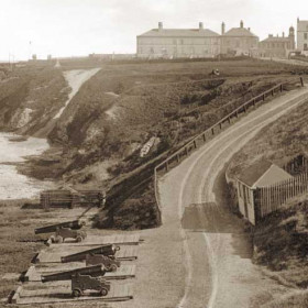 Detail from BE 036 showing the cannon and munitions shed, the site of the later Joiner' Shop.