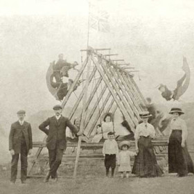 Copelands Shuggy Boats c 1910 on the site of the former battery. These were bought with cash from the salvage of a copper keeled sailing boat wrecked on the Terrace Beach. The ship was refloated using empty beer barrels from the Braddyll and towed to Sunderland.