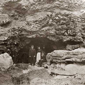 Cave near Featherbed Rock where Caroline Winter was murdered on 2/8/1889
people photographed in cave days after her body was discovered.