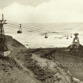 Tipping colliery waste into the sea. Return Terminal, Aerial Ropeway, Blackhall Colliery 1929