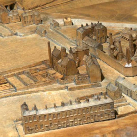 Another view from the model, Pilot Row in Foreground, pottery above then Foundry complex, Ropery at top left near rail bridge.