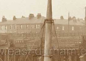 Pilot Terrace c 1900 viewed from the dock, the Bottlemaker's Arms known locally as the "Red Light" at left, this pub was still operating in 1934. The Royal Oak at the near corner (just left of mast) appears in the Trade Directories in 1861- 1894. Demolished in 1935 the street was originally built in the 1830s to house pilots only, however the pilots who were very well paid soon abandoned the street as better housing became available. By 1861 36 families inhabited these 11 houses.Wood Houses at right, east of Ropery Walk.