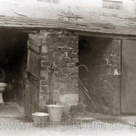 Yard of No 43, street named but almost certainly William Street area, showing outside toilet, "netty" and what is or was probably a coalhouse. Photograph early 1930s.