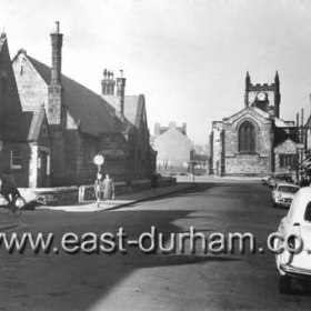 Western end of Church Street in the 1960s. The old National School at centre left.