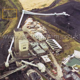 In 1945, Frank Watt, secretary of Seaham Harbour Swimming Club left to form a breakaway club at Dawdon Pit Pond. By 1951 the pool was equipped to Olympic standards
Photograph probably late 1980s. Nanny Goat's Path to the Blast Beach indicated in yellow at top left, pool bottom right.