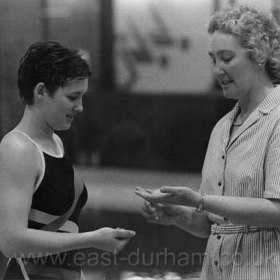 Debbie Wood receiving her awards in the early 1980s