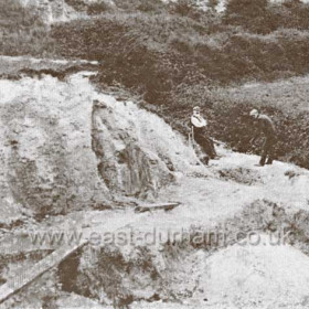 Detail from previous photograph showing the lime kilns and the plank for access.