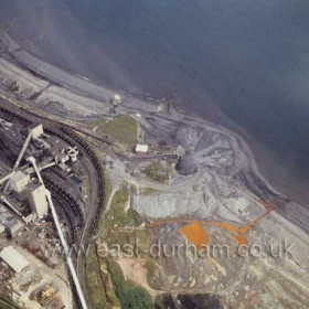 Dawdon Colliery around 1990, Chemical Beach, Noses Point and Blast Beach to the right.