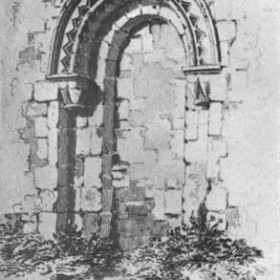 North Door of St Andrew's Church with distinctive round Norman arch and zigzag carving dates from the late 1100s.