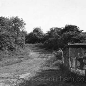 Remains of old coach road crossing "Cromwell's Bridge", photograph c 1950.