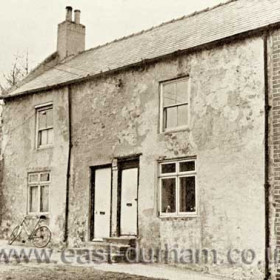 Frouds Cottages, the Frouds or Froods were village blacksmiths from the 17th to the 19th century.When Widow Thompson's pub was by-passed in 1789, Tommy Linton, the blacksmith who lived and worked in the cottage next to the later Times Inn, converted Froud's Cottages into the Wheatsheaf Inn to attract the coaches from Stockton and South Shields.A short lived venture, see next photograph.