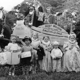 Coronation celebrations (1953) in Dalton le Dale, Marian Gleghorn front row 2nd left, Barrie Gleghorn 2nd from right. Fred Gleghorn's children.
Photograph from Marian Atkinson nee Gleghorn