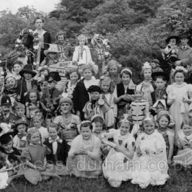 Coronation celebrations 1953, front row extreme left Marian and Barrie Gleghorn.
Photograph from Marian Atkinson nee Gleghorn