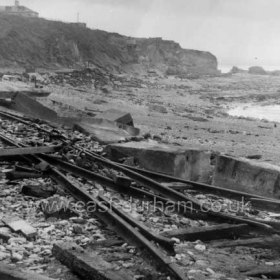 Wrecked Terrace Beach railway. 31/1/1953