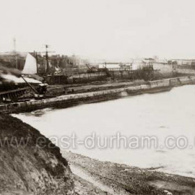 Old South Dock in the 1860s or 70s, the 'patent slipway' of Robert Potts shipbuilding yard is clearly visible in the SW corner of the dock. His shipbuilding/repair business was destroyed by fire in 1880.