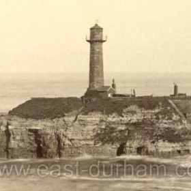 Old Beach and lighthouse before 1899This lighthouse was built in 1836 to replace a wooden lighthouse which had burnt down in the same year. This new structure had a revolving white light above and a red one below. William Fairless who had fought with Lord Londonderry against Napoleon was the first keeper. The interior of this lighthouse was burnt out in 1856 and restored by 1857