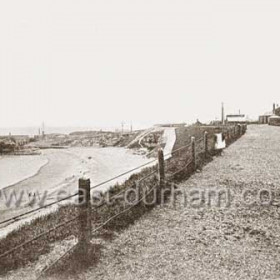 Terrace Beach and lighthouse from the Terrace Green in the 1890s.