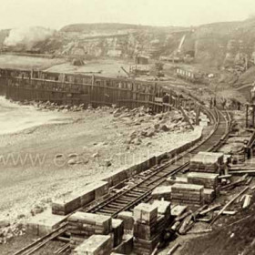 Beach railway between 1899and 1904 note blockyard at top left is empty