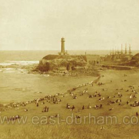 An early shot of the Terrace Beach, masts of sailing ships in the North Dock can be seen at right.