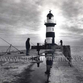 Fishermen on the North Pier around 1980.Photograph from Harry Skinner.