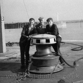 Fitters at Seaham Dock, 
Left to Right; Jim Saunders, Bill Renwick, Alan Place.
Names from Don Hutchinson