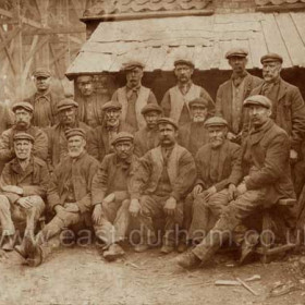 Group of trimmers at Seaham Dock c1900. James McElwee (back right) born Londonderry 1842 died Seaham. 
Photograph and info from Jim Kennedy