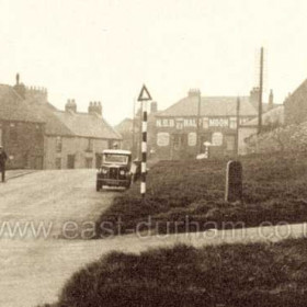 Western end of Easington Village, Half Moon Inn at centre.