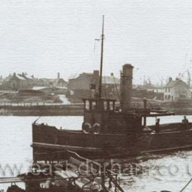 The Sunderland Ferry also known as the "High Ferry" crossed the river between the East End and Monkwearmouth. Hundreds of workers used the ferry rather than the bridge which was further upriver. This is the "Sir Walter Raine" which served reliably until 1957 by which time  shipyards were closing and the East End markets has finished. 
Information from Len Charlton.