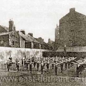 It seems that the boys industrial education included physical training (above) and also music after 1892 when the school was presented with a set of  instruments from the “Church Walk Workhouse Band”.
Photograph Norman Kirtlan, information from Len Charlton.