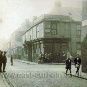 The Globe Tavern in Coronation St. Richly endowed with pubs along its length Coronation St ran down from the expensive houses in Sunniside to Church Street in the East End. Before the slum clearance a walk down this long cobbled road would have been an education in social change.    Photograph Norman Kirtlan, caption Len Charlton.