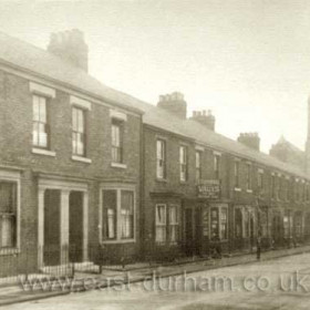 When corner sites were not available  Vaux Breweries would set-up an off license in a single terrrace house. This one in Ward St Hendon no doubt built up much completely local trade.      Photograph Norman Kirtlan, caption Len Charlton.