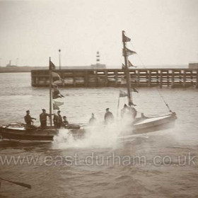 The "Elliot Galer" 1911-1936, Seaham's fifth lifeboat arrived on April 22nd 1911, pictured here on the occasion of her inauguration ceremony.