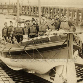 Detail from previous photograph, note the wave screen built to protect the lifeboat during launching.