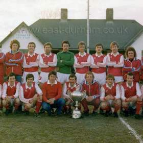 Seaham Red Star FC. Durham Challenge Cup Winners 1979/80 Back Row L to RAlan Black, Billy Mitchell, Tommy Henderson, Geoff Dale, Trevor Henderson, Alan Little, Bobby Davison, Colin Fotland, Fred Guy, Steve Laverick.Front Row L to RIan Stamp, Ian Henderson, Norman Taylor, Larry Phillips, Ray Moon, Chris Copeland, Keith Guy, Malcolm Baxter, James Ashett.Caption from Dave Copeland