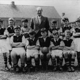 Deneside School 1957-58
Back Row    Michael Grimes, Brian Watt, Tommy Johnston, Mr Tom McNee, Brian Rowntree, John Miller, Norman Ramshaw.
Front Row    George Donaldson, Larry Phillips, Billy Woods, Billy Green, Bill Hayden.
Photograph and info from Larry Phillips