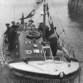 The "George Elmy" 1950-1962, a 35' 6" Liverpool Class boat arrived in Seaham on 13/1/1950 and is shown here on 26/6/1950 when she was formally christened by the Marchioness of Londonderry.