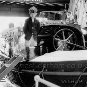 George Elmy in the lifeboat house in 1960.