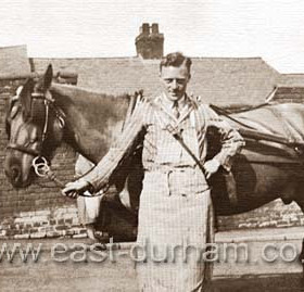 Alfie Donaldson, of Websters Butchers possibly at back of William St  1930.