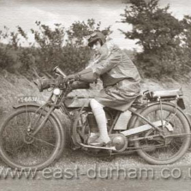 Lottie Stonehouse on her boyfriend Tom's motorcycle in the early 1920s