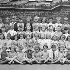 This should bring back some memories and hopefully some names.
Dawdon Infants School 1950 / 51
Back Row fr L. 1 John Bewick, 4 David Ridgewell, 5 Michael Bolton, 7 Thomasina ?, 8 Joan Stoves, 10 Freddie Fox, 13 Stuart??
2nd Row Standing; 1 Bobby (Harry?) Webb, 2 Stuart ?, 5 Stuart McKinnie, 6 Tom Allen, 7 Elizabeth Richardson, 9 Carol ?, 10 David Angus, 12 Brian Stockdale, 14 Martin Elwick,
3rd Row Sitting; 7 Enid Dickinson,
Front Row: 4 John Casey, 7 Robert Watson, 9 Peter Coupland.
Help with names from Peter Coupland.