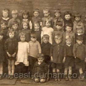 Church St National School class, photographed in 1935. 4th from right front row Surtees Gleghorn born 1930.
Photograph from Marian Gleghorn