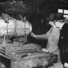 Jennings Foundry at the eastern end of Ropery Walk. A template from which a sand mould would be made which in turn would be used to cast a metal.
Photograph c1950