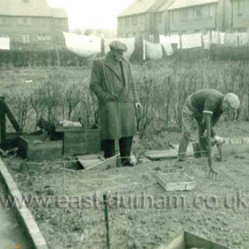 Bob Bleasdale in his garden at 8 Ennerdale Close, Eastlea, Seaham in 1958.
Photograph from Isabel Adams