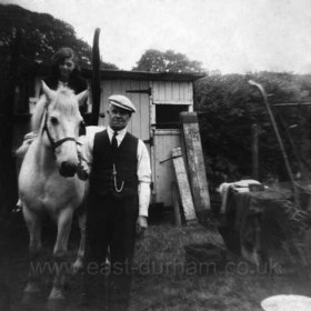 Joseph Gibson Carr (Sen) with granddaughter Dorothy Carr and bobby horse at Parkside Allotments. Photograph c1960?
Photograph from Brian Carr