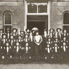 SEAHAM AND HAWTHORN GUIDES
Lady Londonderry at the opening of the girl guides headquarters at Dene House, Seaham Oct 3 1913