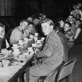 Third Seaham Scouts/Guides party Jan 1957.
John and Kenneth Anderson, Keith Hood, Terry Gray and Alan Henderson among those at the table.