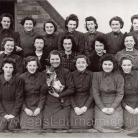 Members of staff at Woolworths in Church Street during WW2.  The lady second from the right back row was Eleanor Hall from Murton (later to marry Tom McHugh). 
Photograph from Linda Hall