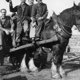 Seaham Colliery joiners c1947
L to R Jack Hayes, Jack Williamson, Ernie Rowell, Brian Corkhill, Harry Mortenson 
Photograph from Alan Rowell
Photograph from Alan Rowell